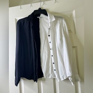 Half Black/Half White Button Down Shirt